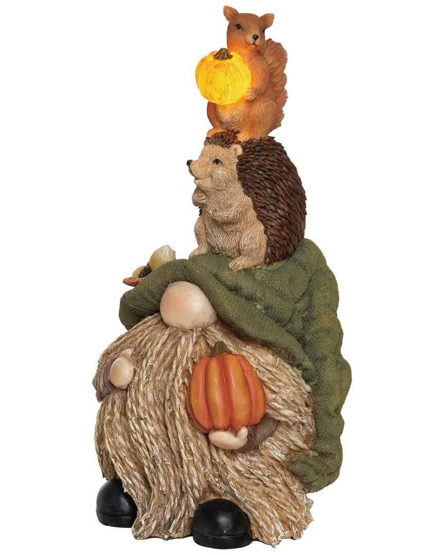 Transpac Resin 11in Multicolored Harvest Light Up Braided Beard Gnome And Friends Decor In Green