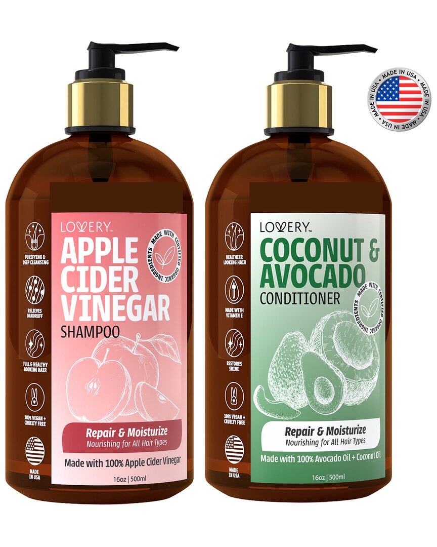 Lovery Apple Cider Vinegar Shampoo & Coconut Avocado Conditioner Set In Brown