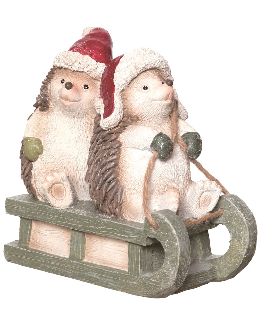 Shop Transpac Resin 5.25in Multicolor Christmas Hedgehogs On Sled Figurine