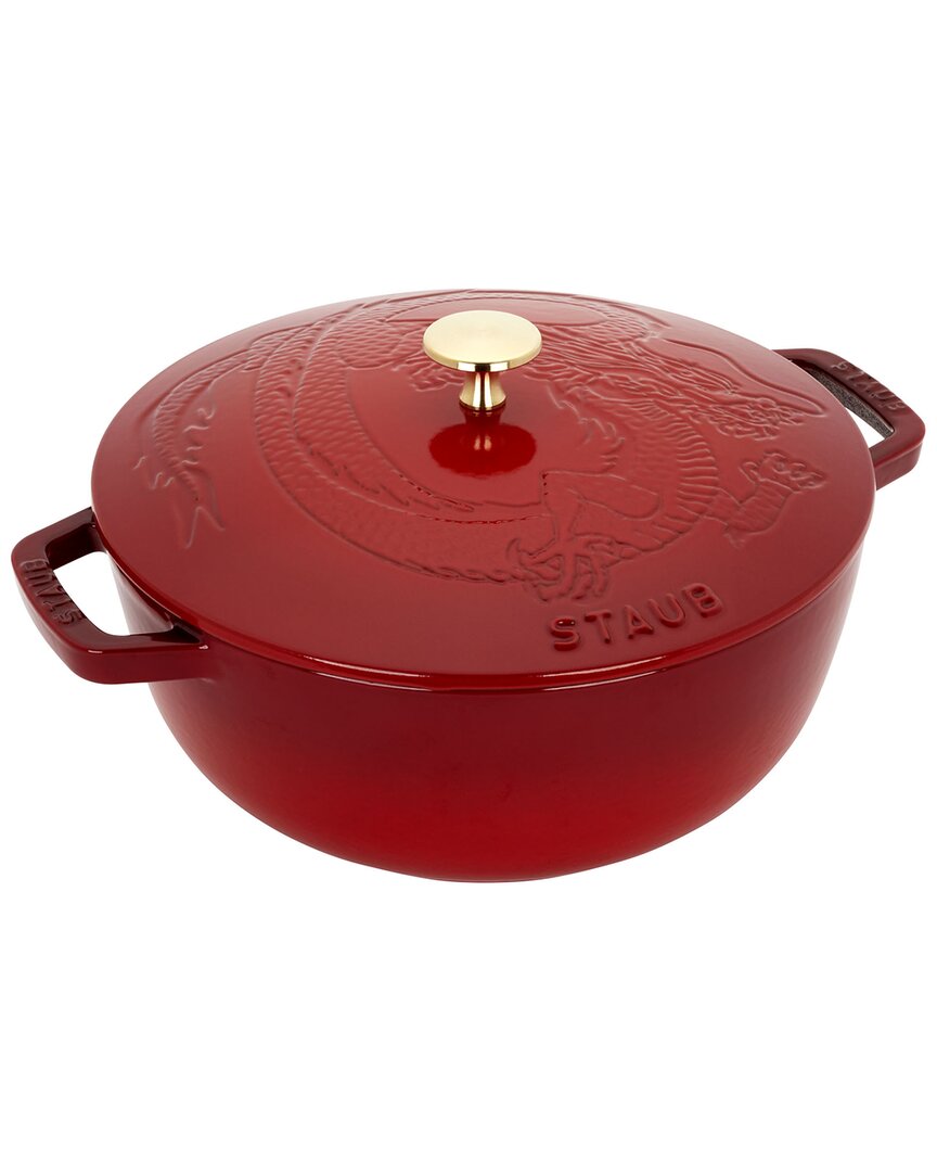 Shop Staub Cast Iron 3.75qt Cherry Essential French Oven With Dragon Lid