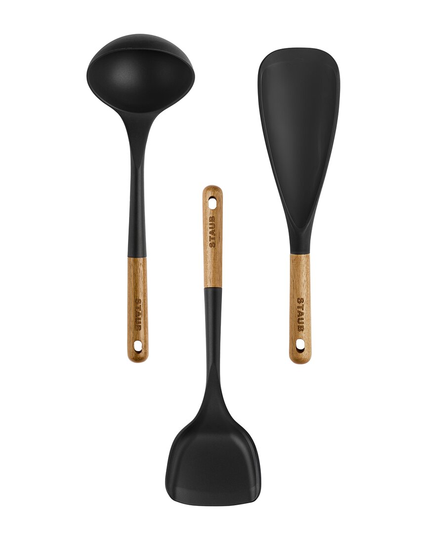 Staub Silicone With Wood Handle 3pc Cooking Utensil Set