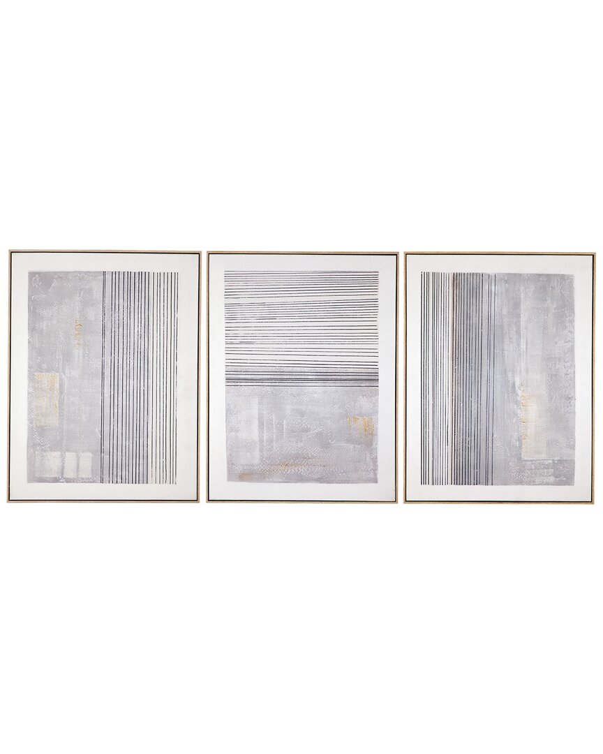 Bassett Mirror Set Of 3 Razi Framed Canvas In White