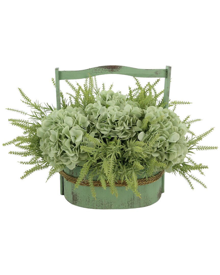 Creative Displays Green Hydrangea Basket Centerpiece