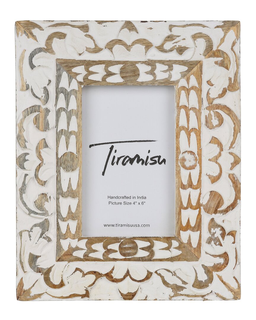 Shop Tiramisu Royal Crest Wood Carving Photo Frame In White