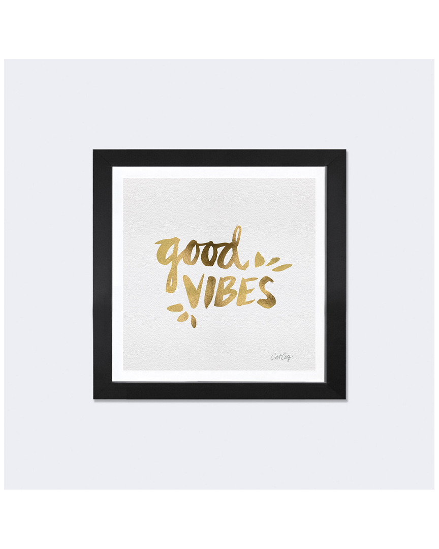 Icanvas Good Vibes Gold Artprint By Cat Coquillette Framed Fine Art Paper Print
