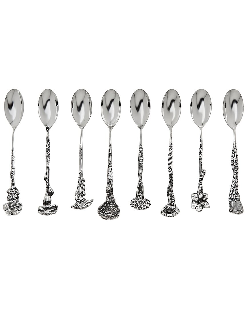 Ricci Argentieri Epns Silver Plated Floral Coffee Spoon. Set Of 8