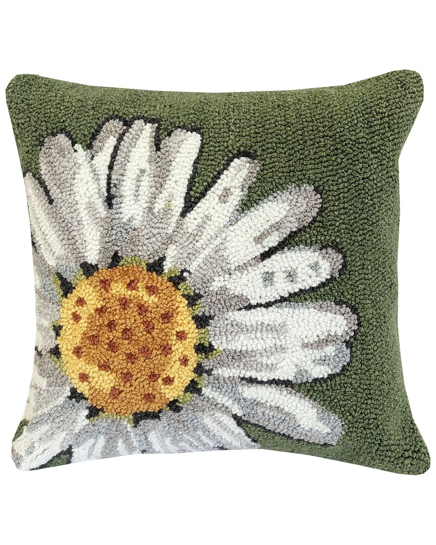 The Rug Market Happy Daisy Indoor/outdoor Pillow In Green