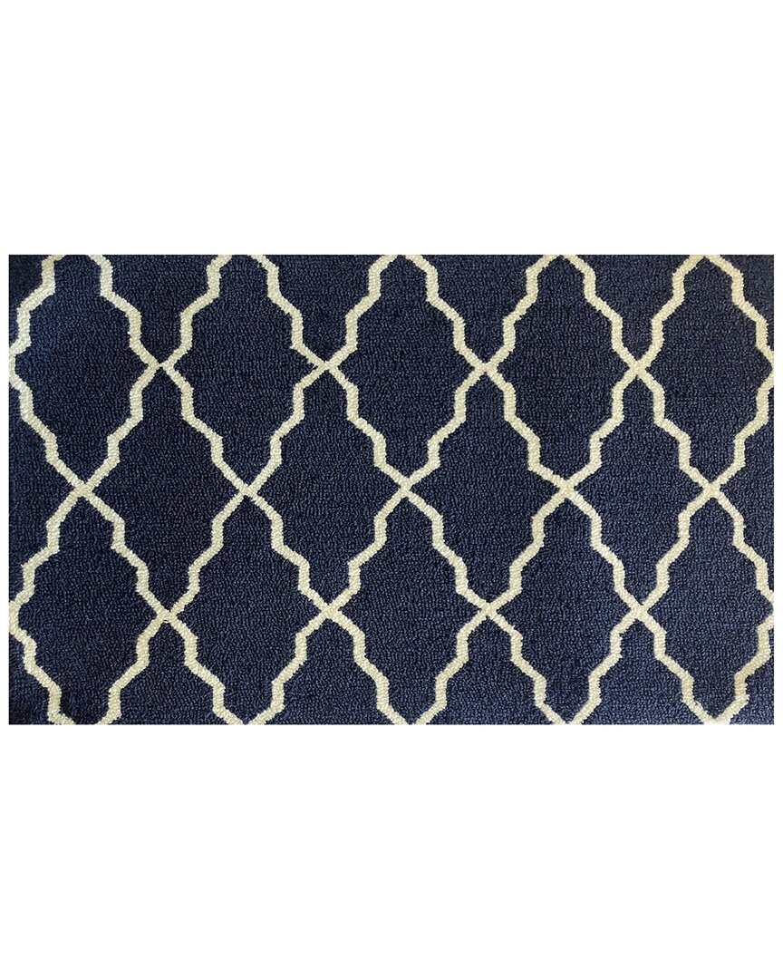 The Rug Market Linked Lattice Dark Indoor/outdoor Doormat In Blue