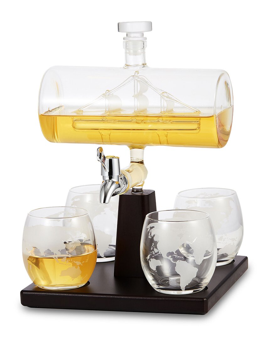 Berkware Decanter With Interior Hand-crafted Ship-in-a-bottle