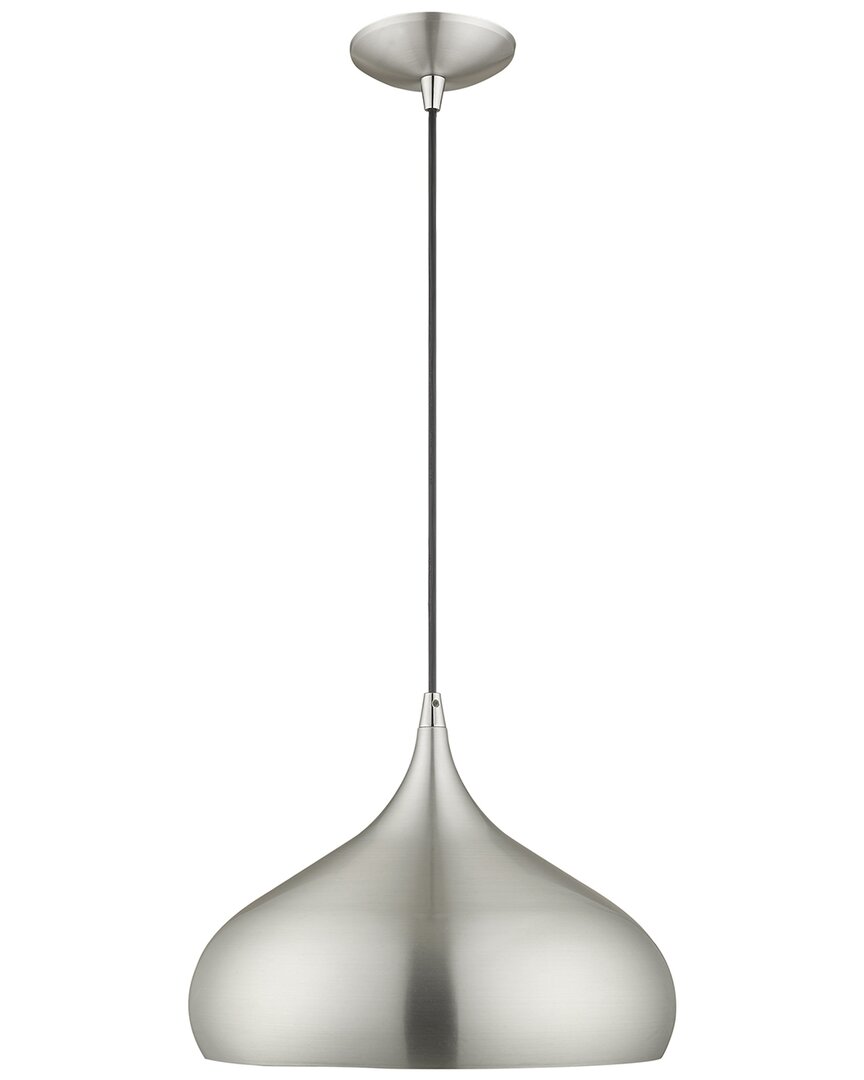 Livex Lighting Metal Shade 1 Lt Brushed Aluminum Mini Pendant