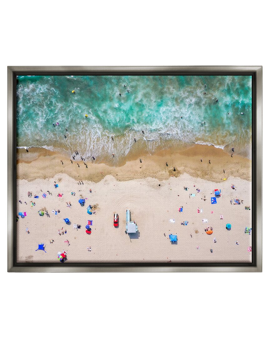 Stupell Aerial Summer Beach Umbrellas Framed Floater Canvas Wall Art By Jeff Poe Photography