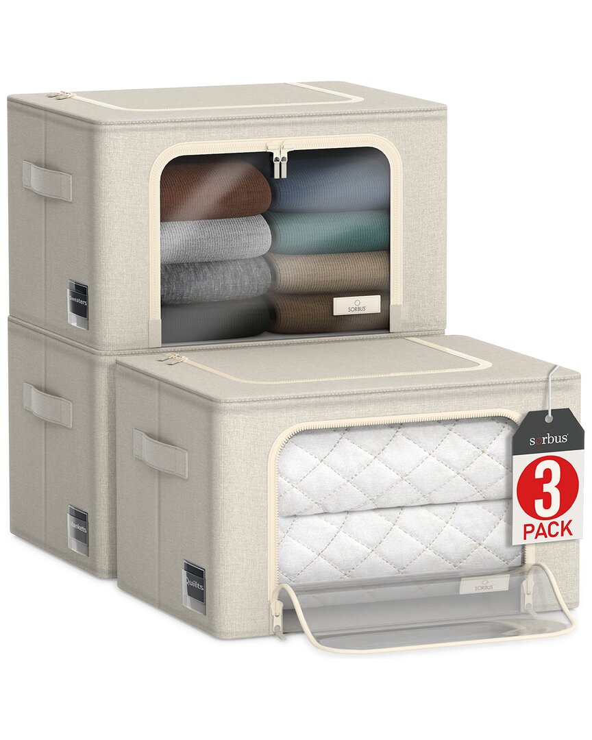 Sorbus Storage Bins With Metal Frame In Neutral