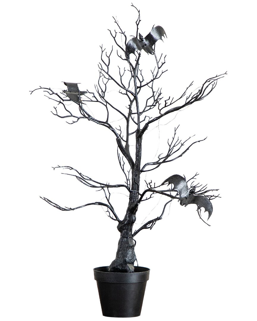 Nearly Natural 2ft. Pre-lit Artificial Halloween Black Spooky Twig Tree In Black