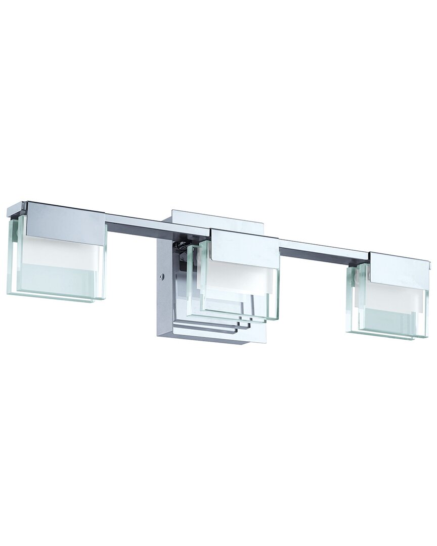 Eglo Vicino 3 Light Integrated Led Bath/vanity Light With Chrome Finish & Clear & Satin Glass