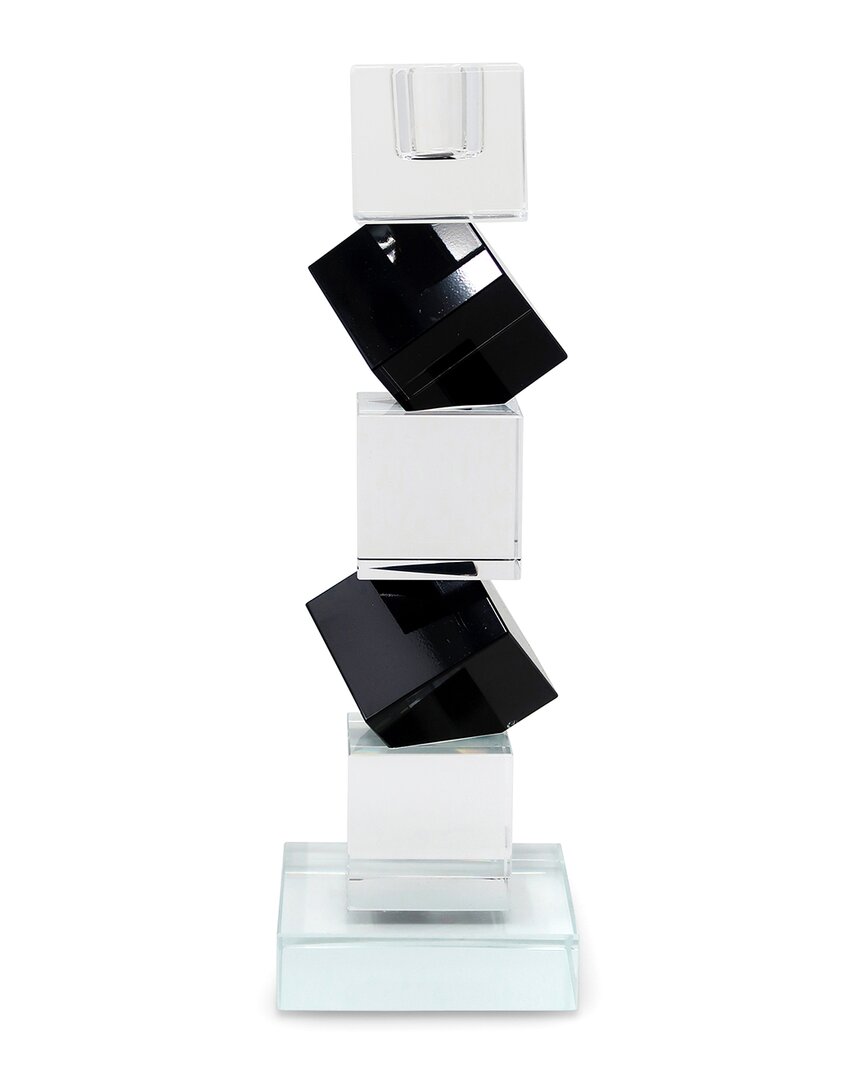 Vivience Diagonal Block Crystal Candlestick In Multi