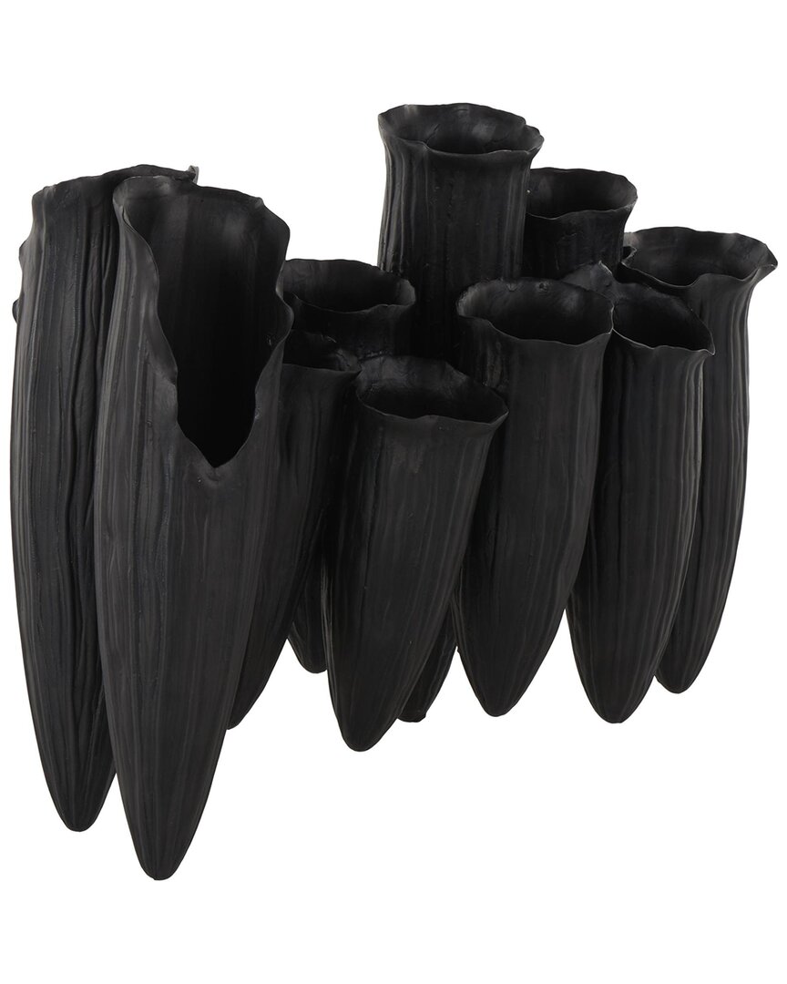 Peyton Lane Abstract Ceramic Floral Inspired 10 Openings Decorative Vase In Black