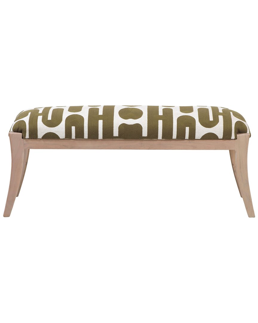 Tov Furniture Arielle Embroidered Bench In Olive
