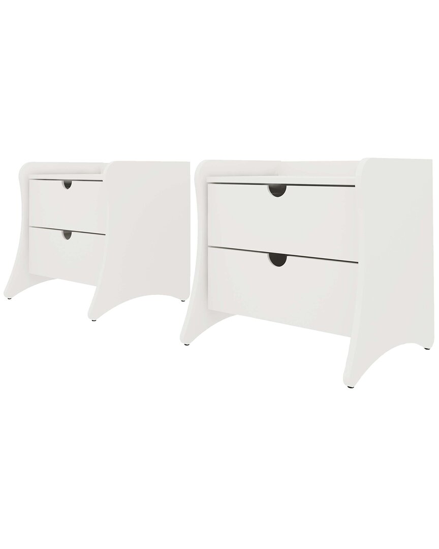 Manhattan Comfort Coney Mid-century Modern 2-drawer Nightstand In White