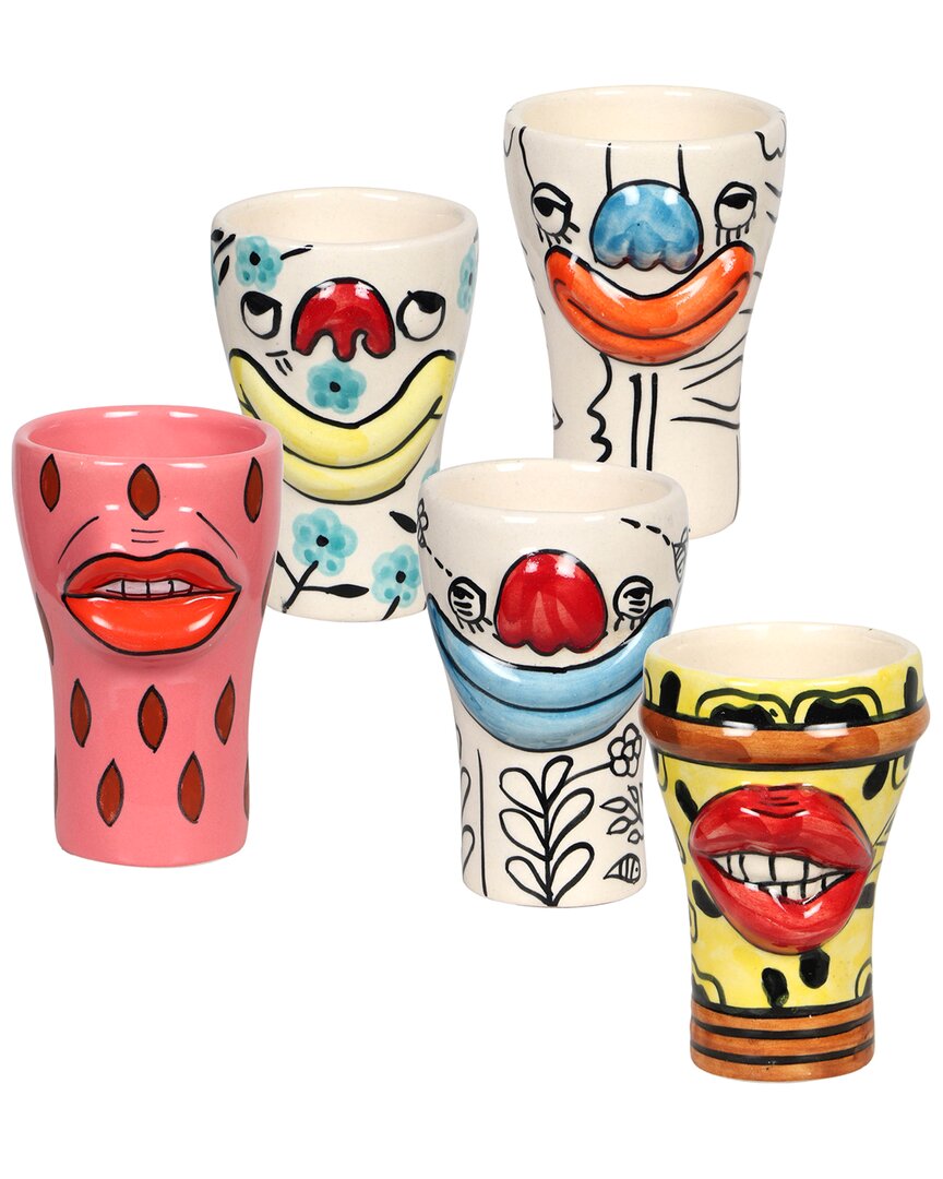 Tov Furniture 5pc Velma Collection Ceramic Glasses Set In Multicolor