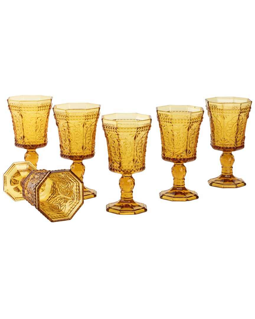Ten Strawberry Street Vatican Set Of Six 8oz Red Wine Glasses In Amber