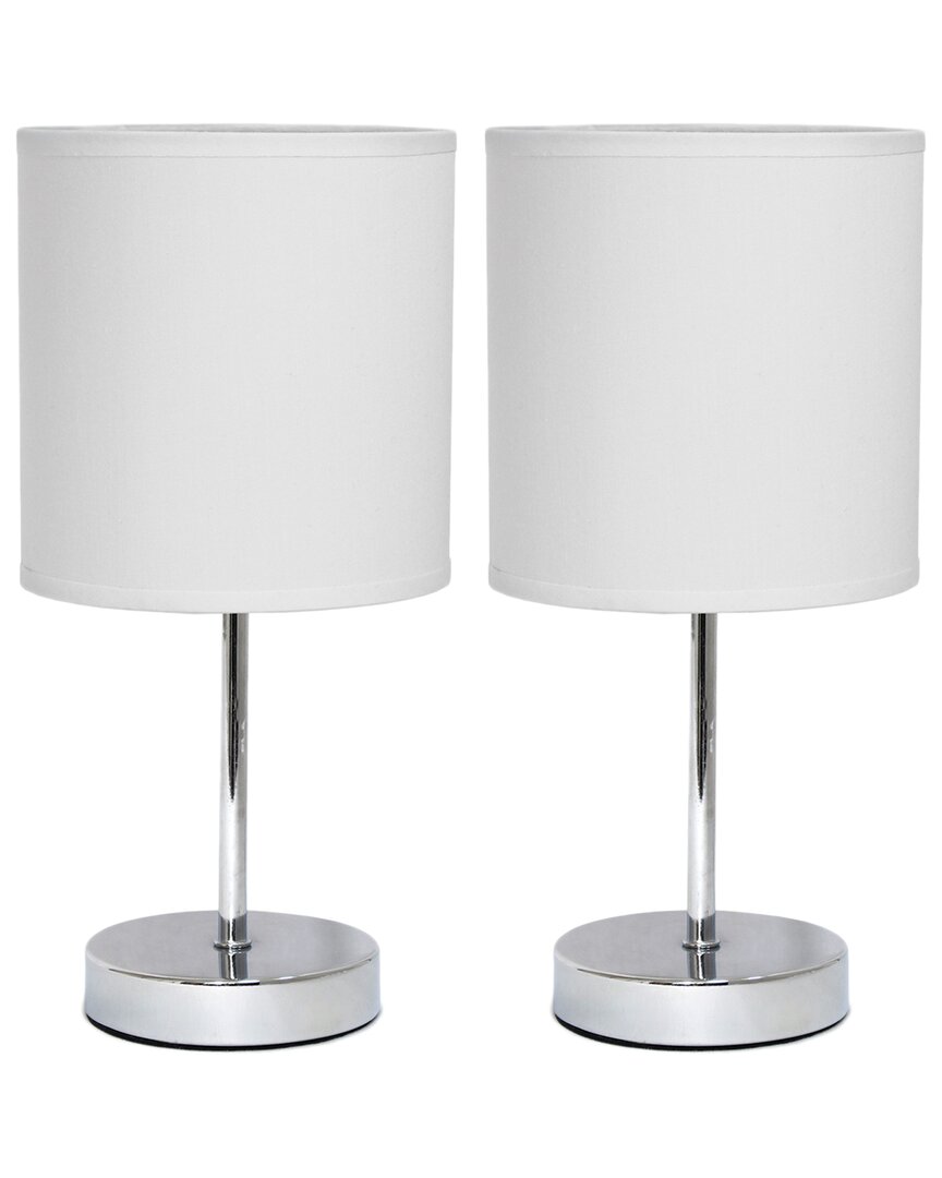 Lalia Home Laila Home Chrome Mini Basic Table Lamp With Fabric Shade 2pk Set In Silver