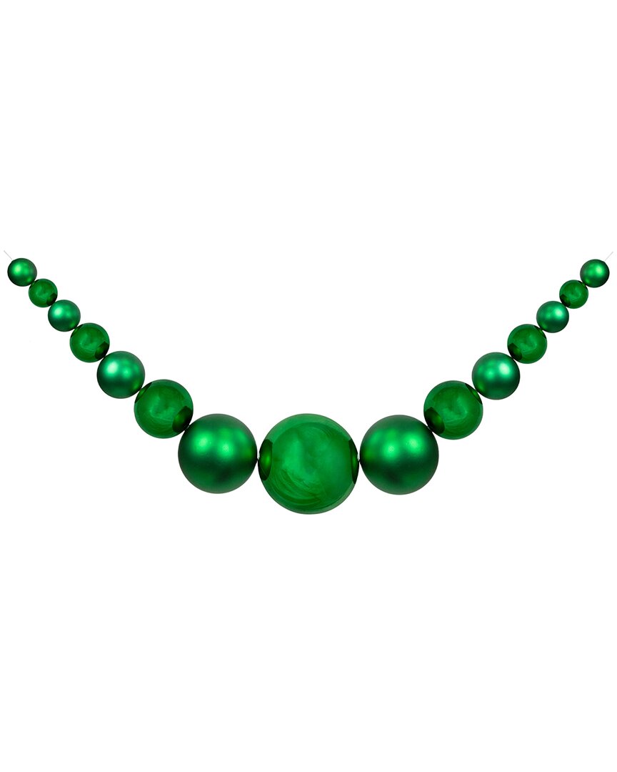 Northern Lights Northlight 6ft Green Shiny And Matte Shatterproof Ball Christmas Swag In Green