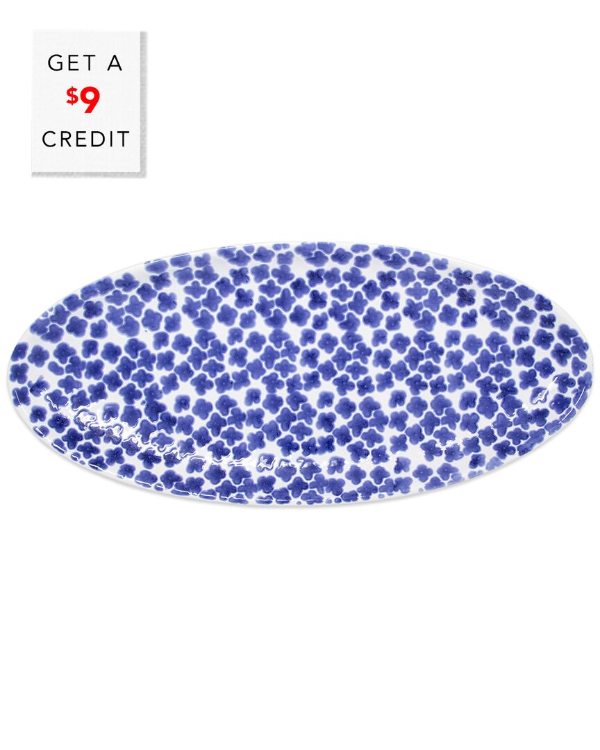 Vietri Santorini Flower Narrow Oval Platter