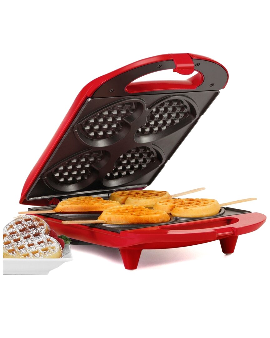 Holstein Housewares 4-section Heart Shaped Waffle Maker In Red