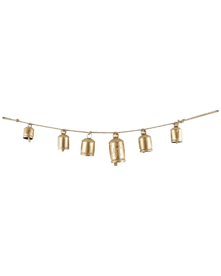 Peyton Lane Bohemian Metal Decorative Cow Bells In Gold