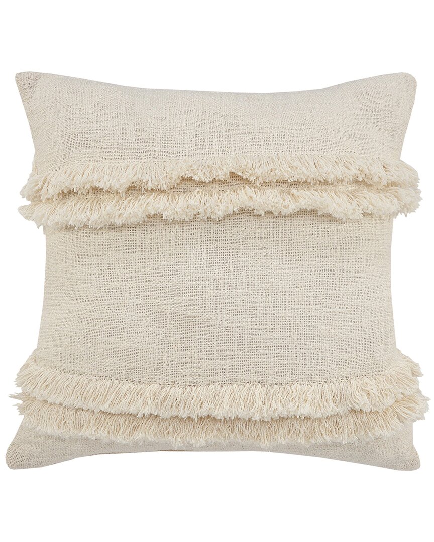 Lr Home Reena Beverly Fringed Solid Throw Pillow In White