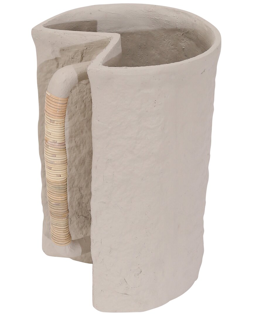 Sagebrook Home 12in Crafted Vase W Handle In Ivory