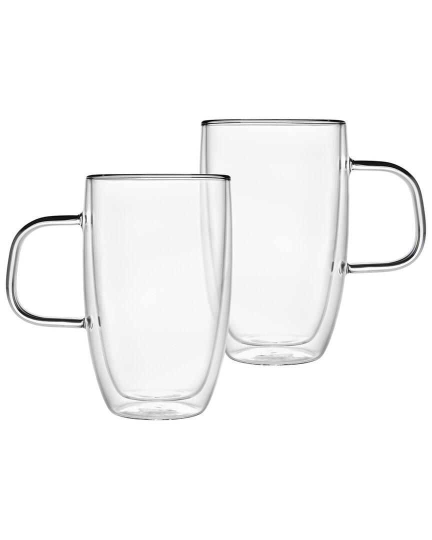 Godinger Double Walled Handled Mug Pair In Clear