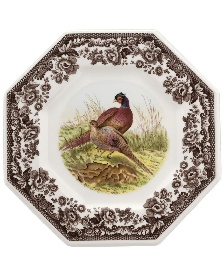 Spode Woodland Pheasant Octagonal Plate In Brown