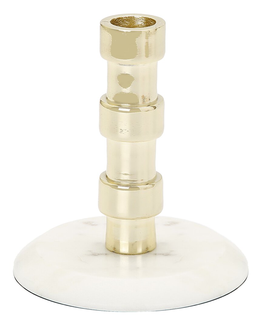 Alice Pazkus Tapered Candle Holder On Marble Base In Gold