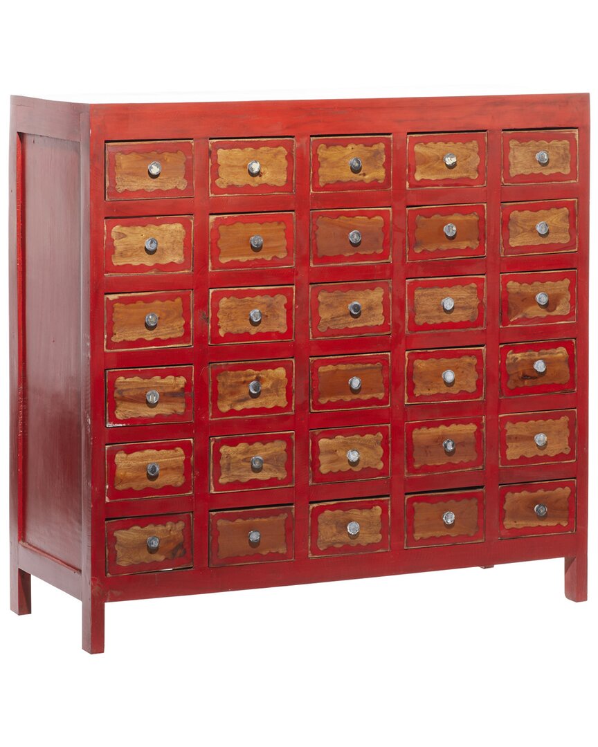 Peyton Lane Wood Boho Style Cabinet In Red