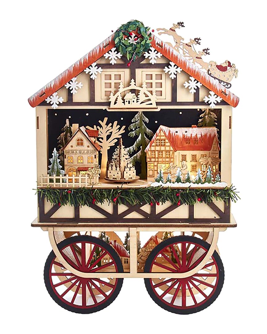 Kurt Adler 18.9in Wagon Santa Christmas Village Tablepiece In Multicolor