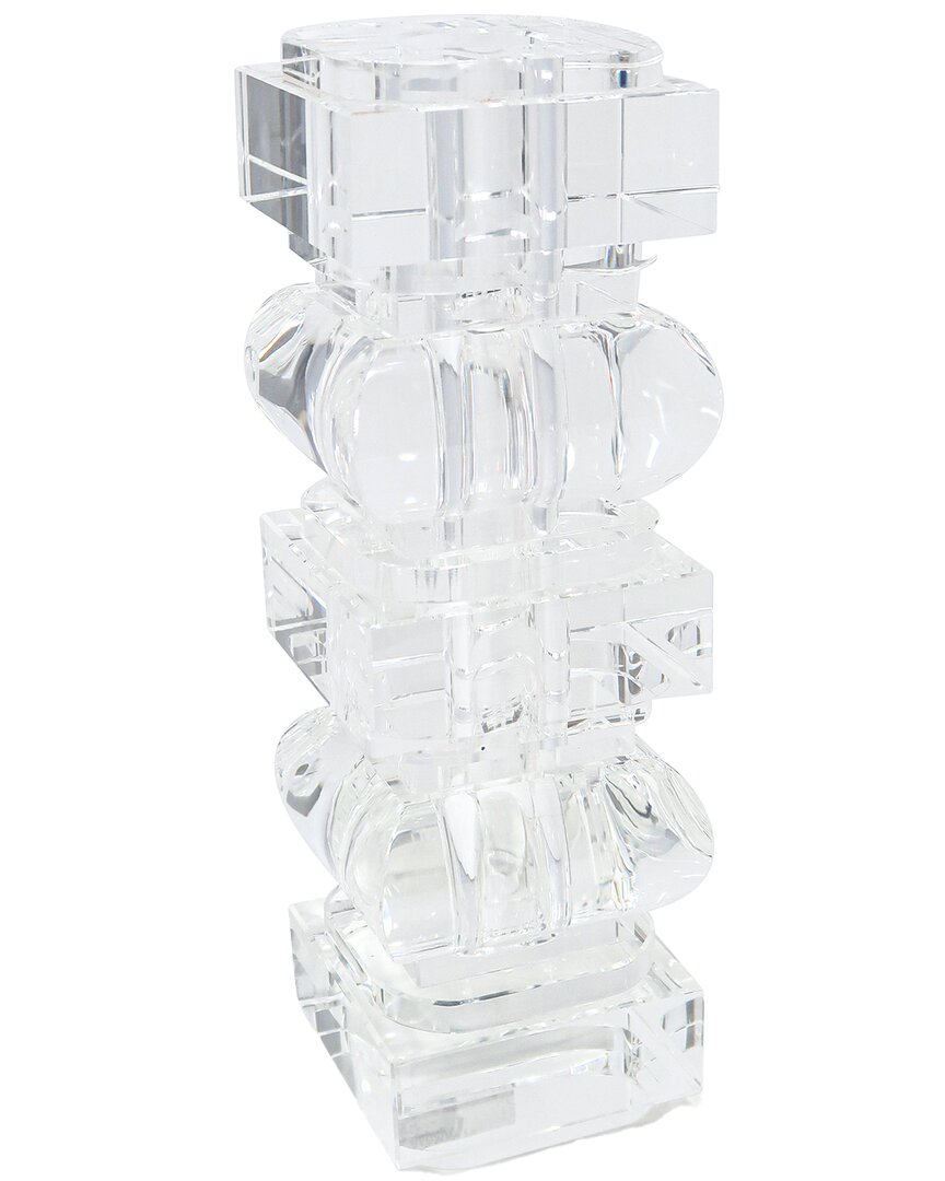 Vivience Block Design Crystal Vase In Transparent