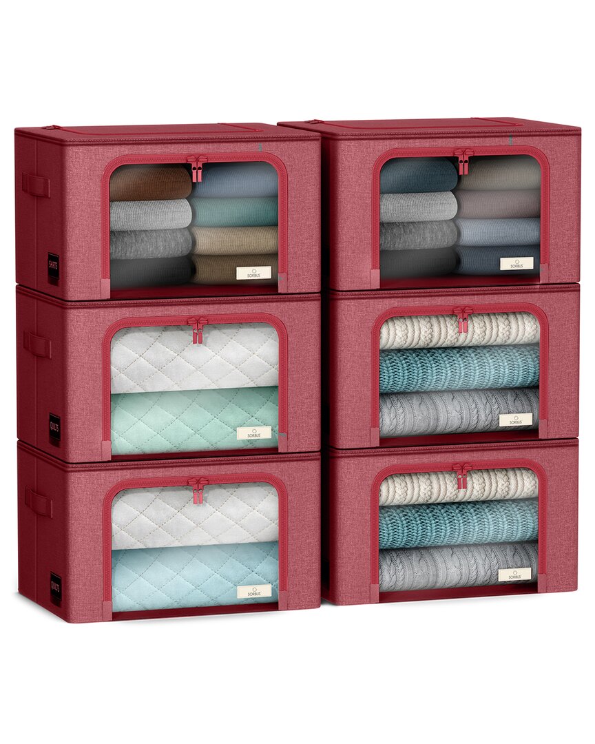 Sorbus Storage Bins With Metal Frame In Pink