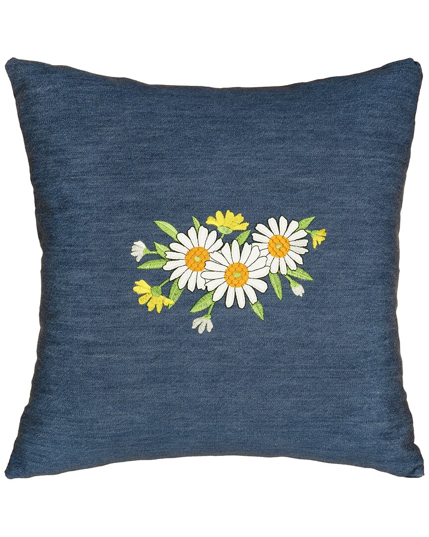 Linum Home Textiles Daisy Denim Pillow Cover In Blue