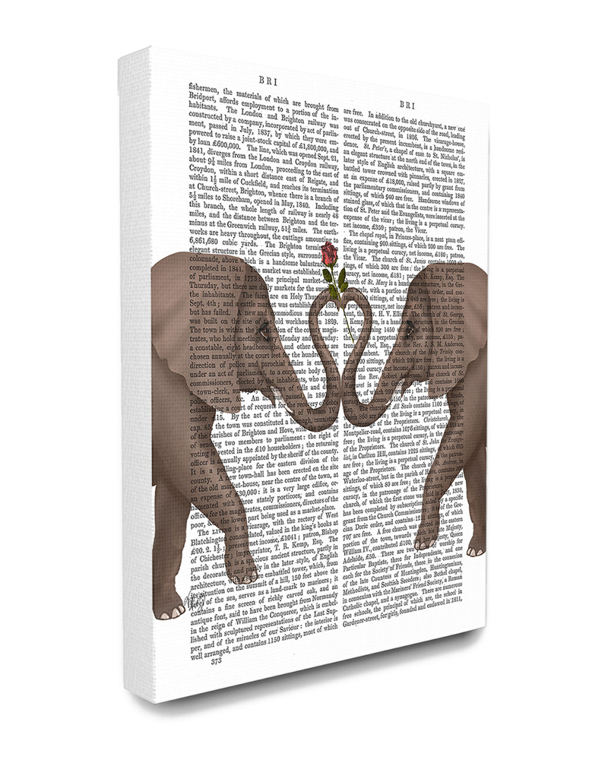 Stupell Elephants Heart Rose Book Page Illustration