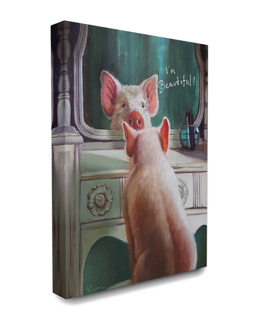 Stupell The  Home Decor Collection I'm Beautiful Painted Pig In Mirror Illustration