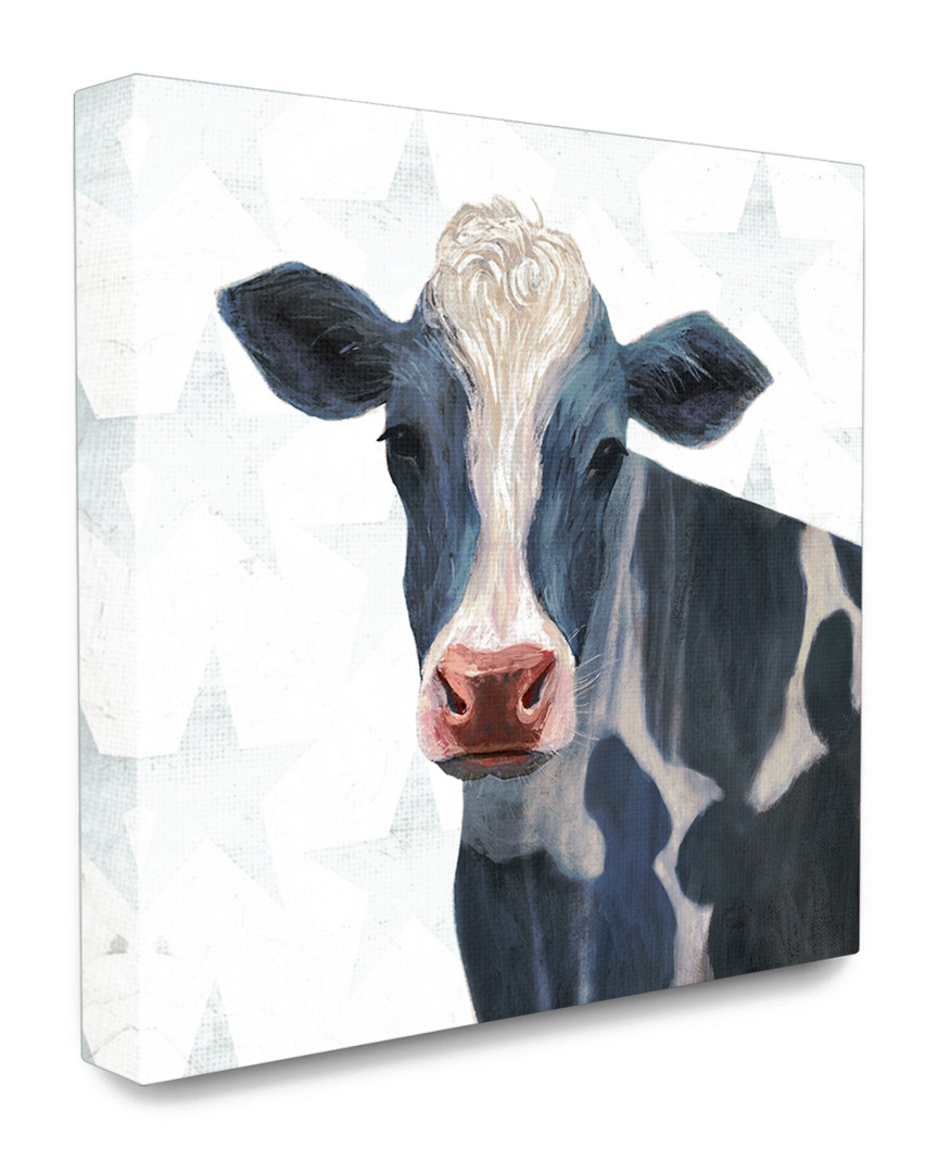Stupell Home Decor Collection Patriotic Farm Cow Painting With Blue Stars
