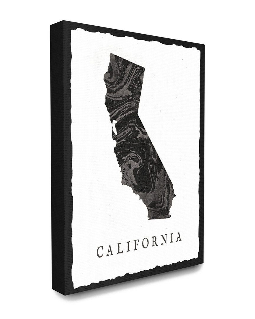 Stupell Home Decor Collection Black And Grey Marbled Paper California State Silhouette