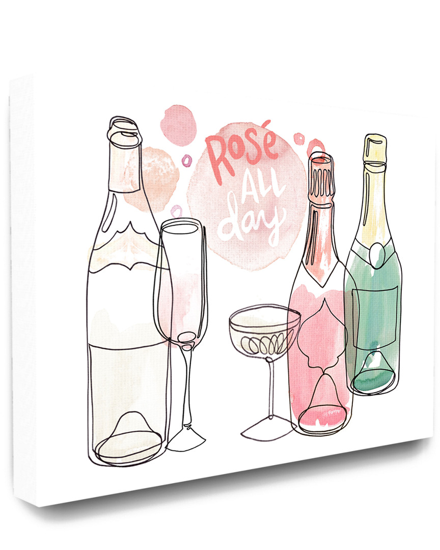 Stupell Rose All Day Pink Bubbles Watercolor Champagne & Glasses