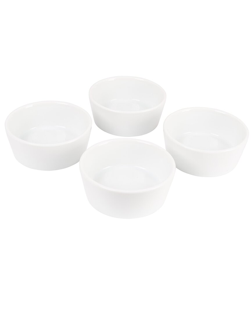 Home Essentials Ff Set Of 4 3.75 Rd Bowl Mini Taster In White