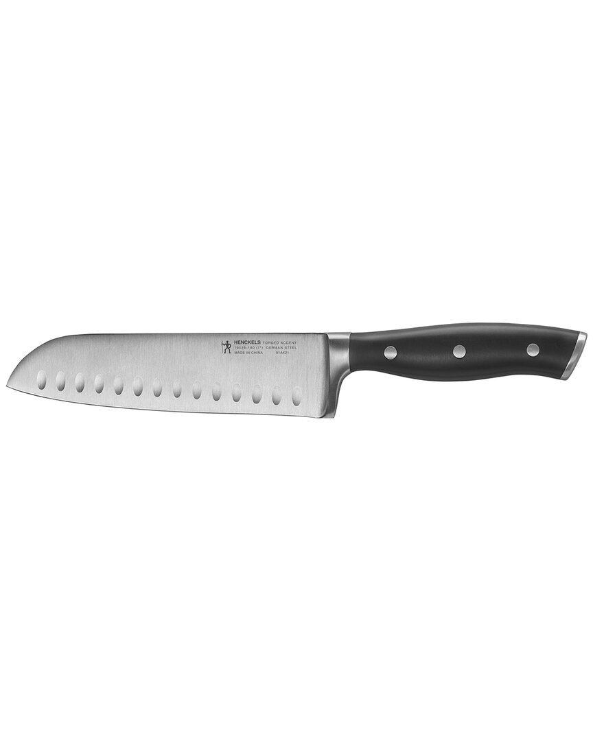 Zwilling J.a. Henckels Forged Accent 7in Hollow Edge Santoku Knife In Black