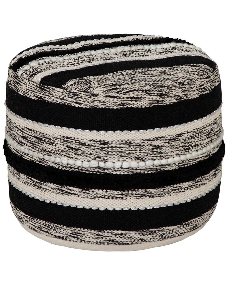 Lr Home Evelyn Natural/black Striped Hand-woven Ottoman Pouf