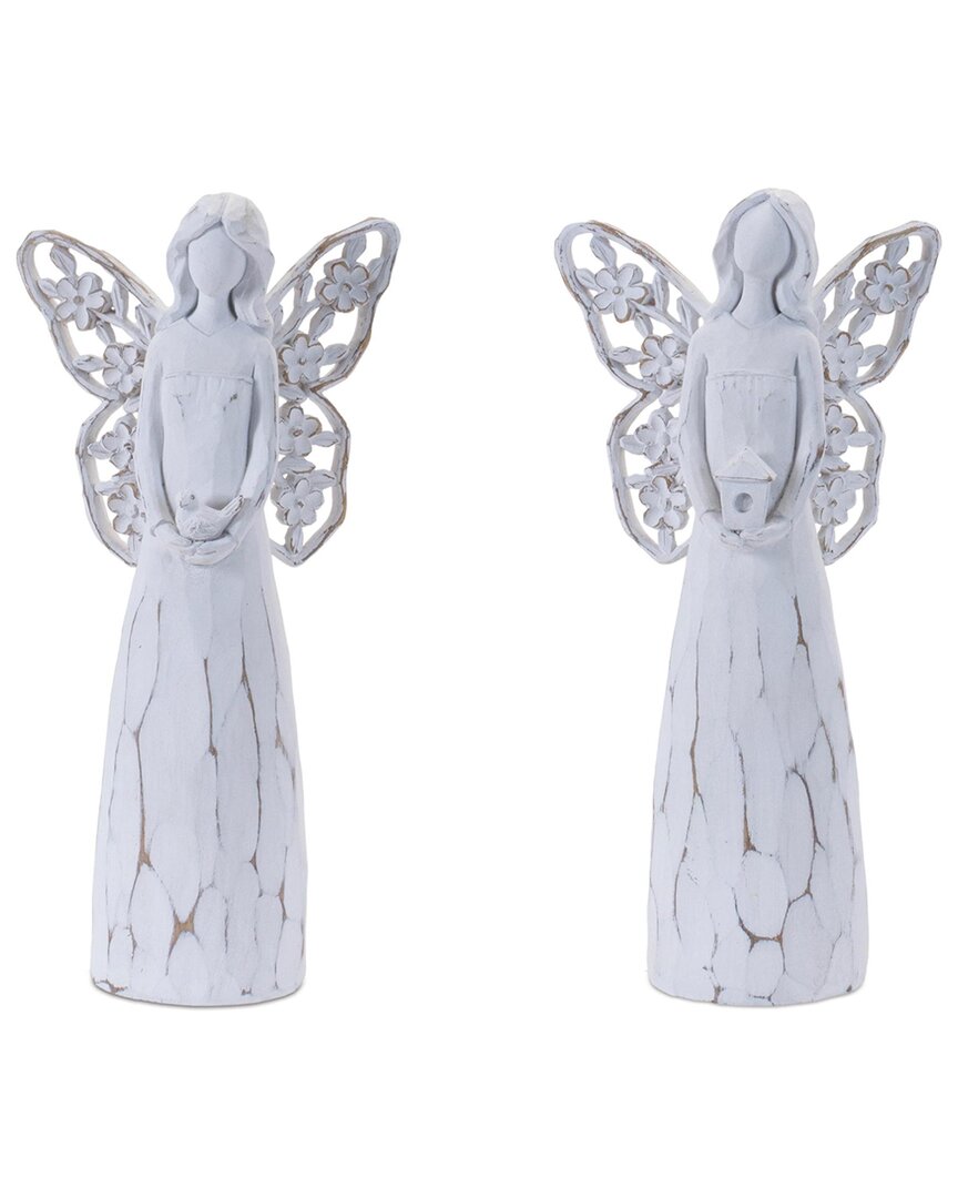 Melrose International Set Of 4 Butterfly Wing Angel Figurine In White