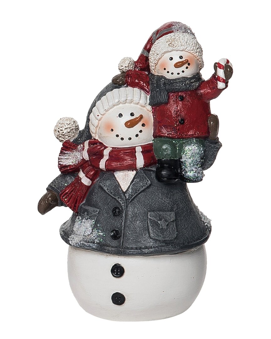 Shop Transpac Resin 7in Multicolored Christmas Quilted Snowman Piggyback Figurine