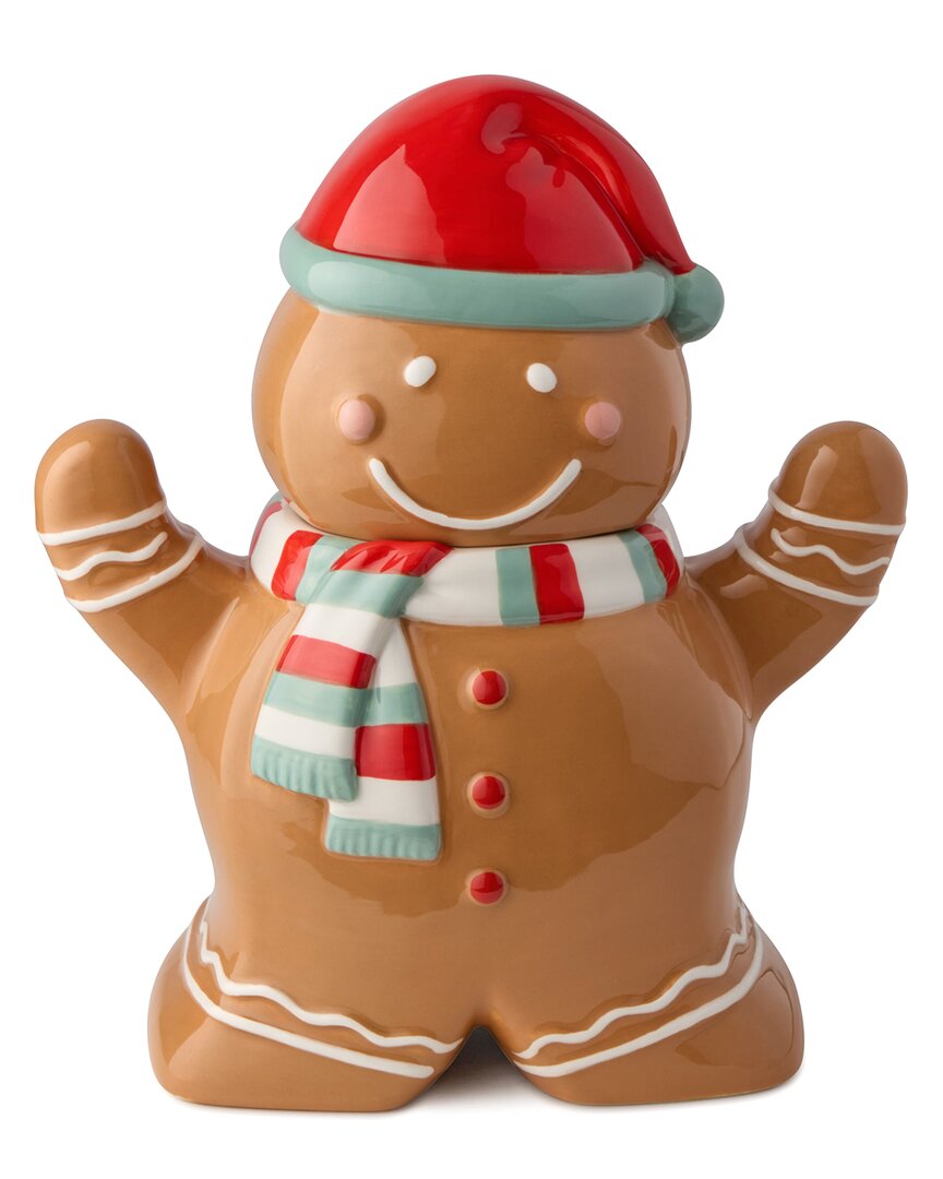 Certified International Christmas Whimsy Gingerbread 3-d Cookie Jar In Brown